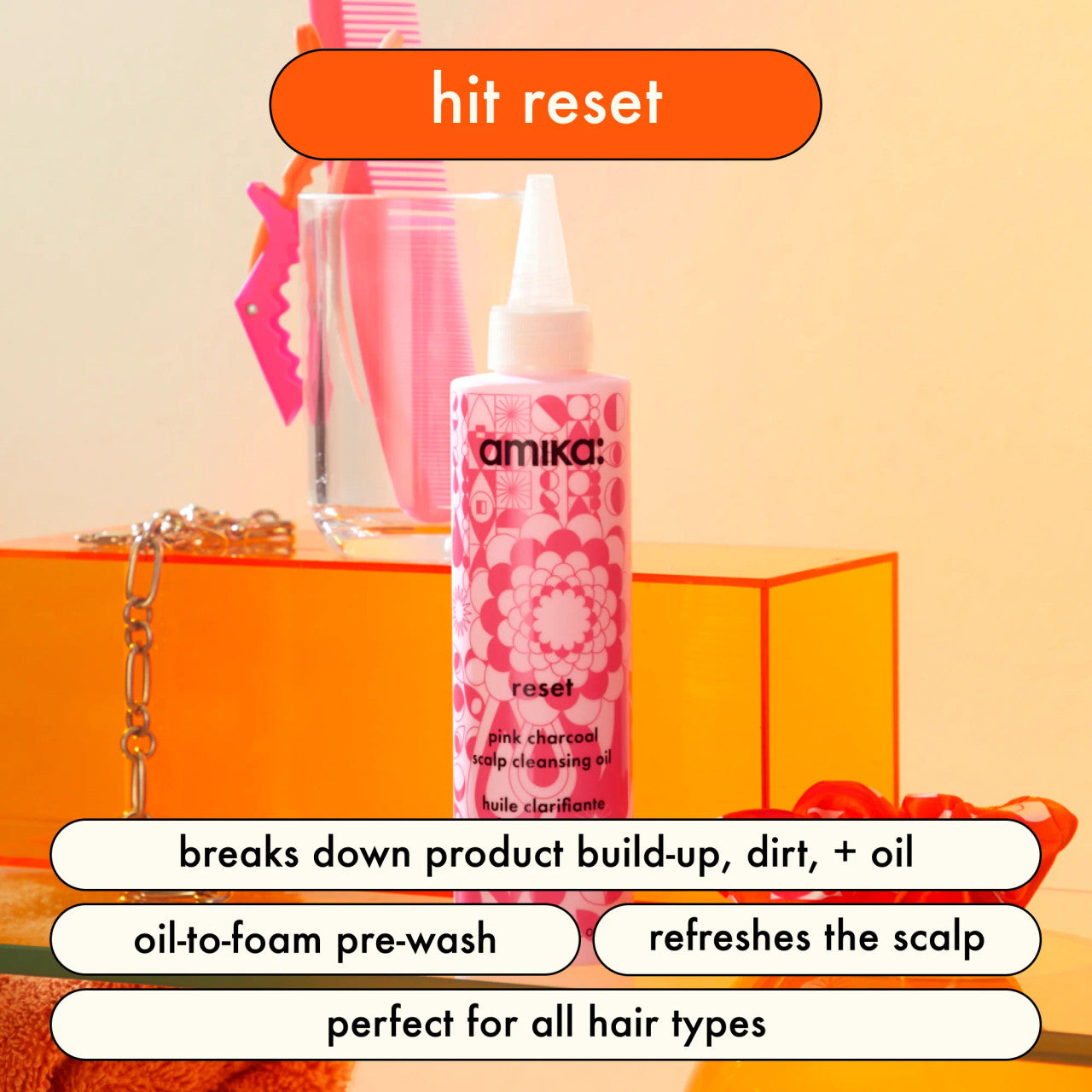 reset pink charcoal scalp cleansing oil